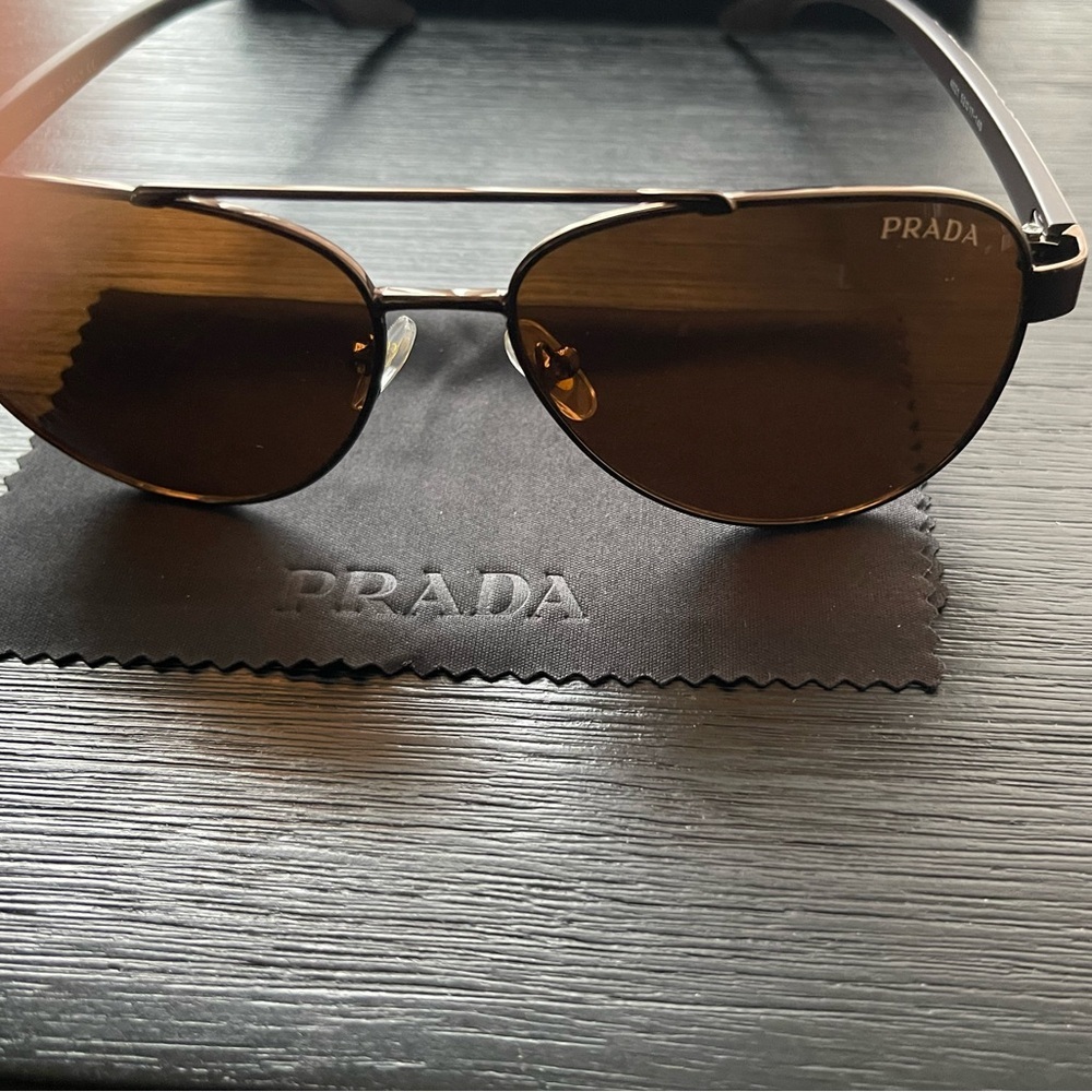 Prada Dark Brown Aviator Sunglasses - Picture 4 of 7